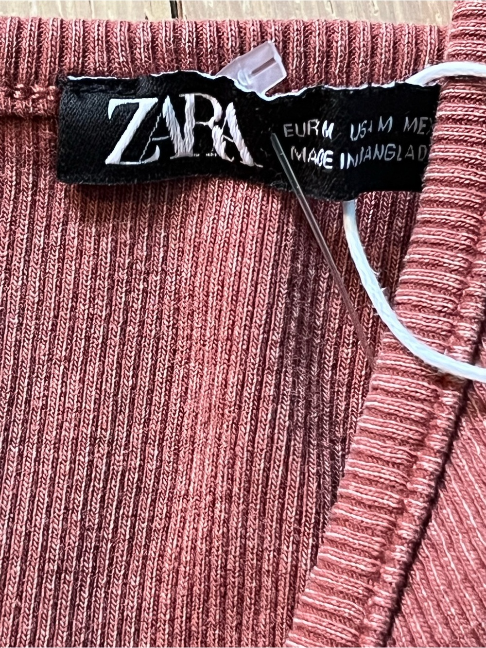 Zara Dusty Rose Ribbed Drawstring Crop Top - Picture 5 of 7